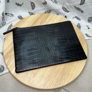 NIGEDU Women Black Clutch Crocodile Grain PU Leather Envelope Clutch Bag - NWOT